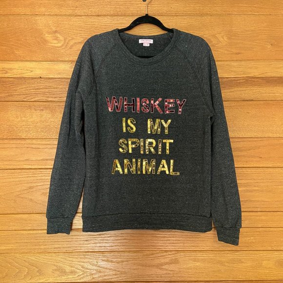 Bow & Drape Whiskey sequinned graphic sweatshirt
